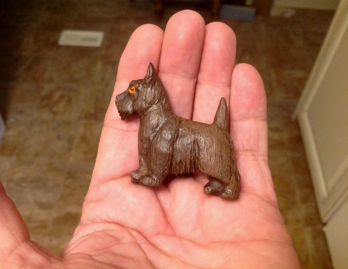 Broche Vintage Scottie Chien En Celluloïd - Signée Japan - Occasion Rare