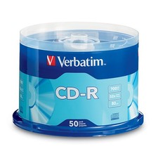 Verbatim CD-R Blank Discs, 700MB 80 Min, 52x Speed, Silver - 50 Pack