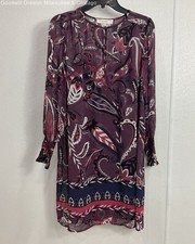 NWT Loft Women Purple Multi Long Sleeve Dress Size Small
