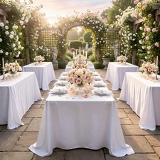 8 Pack White Tablecloth 90 x 132 Inch Rectangular Table Cloth for 8 Foot Rect...