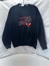 VTG 90s Logo 7 Chicago Bulls Crewneck Sweatshirt Black NBA Basketball Mens Large