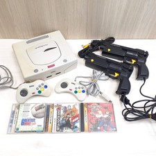 Sega Saturn Console with 2 Virtua Gun controllers & 3 game Japan white GN713