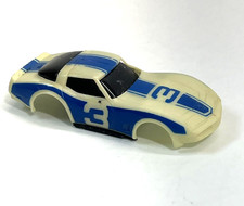 TYCO CORVETTE BODY ONLY 3 White GLOW w/ Blue Stripping. HO SLOT CAR BODY