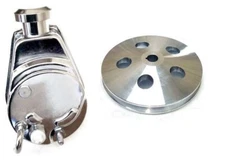 Chevy GM Chrome Saginaw Power Steering Pump + 1 Groove Aluminum Keyway Pulley