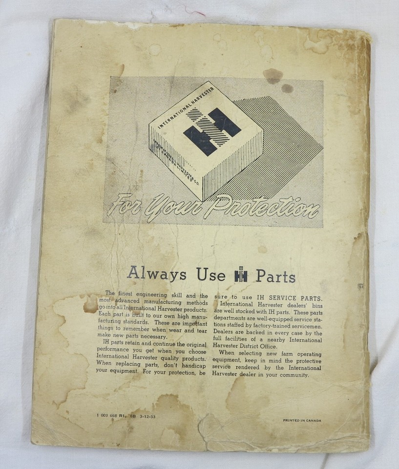 1953 International Harvester McCormick Model MF Grain Drill Owner's