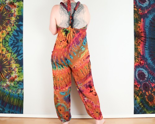 Tie Dye Boho Harem Dungarees Hippie Romper Bohemian Jumpsuit by Bare Canvas - Picture 36 of 85