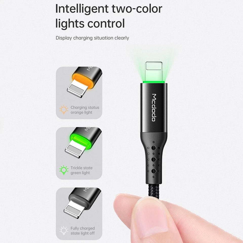 For iPhone XS 11 12 13 14 Pro Max SE 8 7 Auto Power Off Cable Charger Data Cord - Image 2 of 4