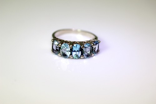 Anillo de plata de ley con topacio facetado ovalado con múltiples piedras talla 9-11831 - Imagen 3 de 12