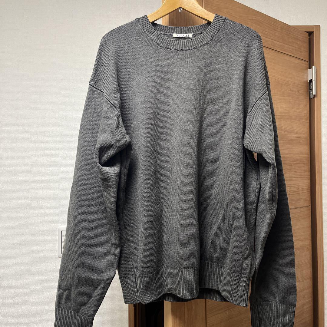 Auralee French Merino Stone Washed Knit Sweater Crew Neck Auralee French Merino Stone Washed Knit Sweater Crew Neck
