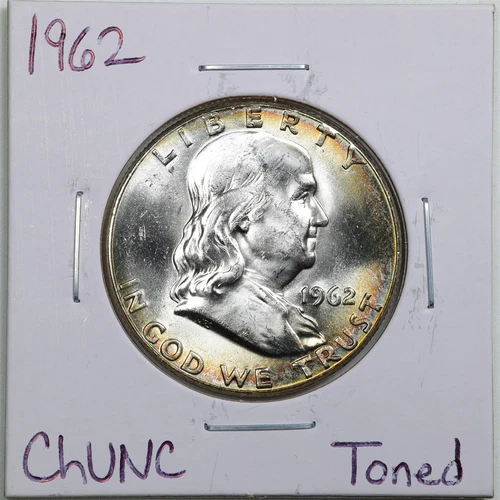 1962 50C Franklin Half Dollar in Choice UNC Condition #3889 Toned