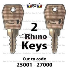2 X RHINO PIPE TUBE KEYS 25001 - 27000 VAN GUARD QUEST PRORACK THULE KEY