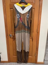 FORTNITE Men's XL Zip Union Suit Hooded Pajamas PJ Costume Fleece One Piece EUC