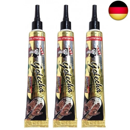 MARKE GOLECHA 3X JPR Natural Mehandi Tattoo Tuben (Schwarz) 75g + SRK Postcard
