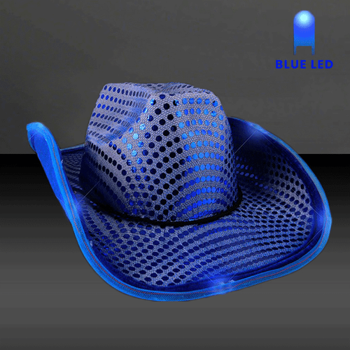 LED Light Up Flashing Cowboy Hat With Sequins By Party Glowz - Picture 18 of 32