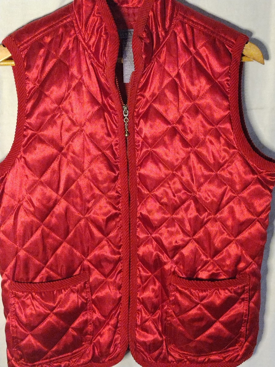 Laura Scott Women's Medium Red Puffer Vest Jacket Zipper