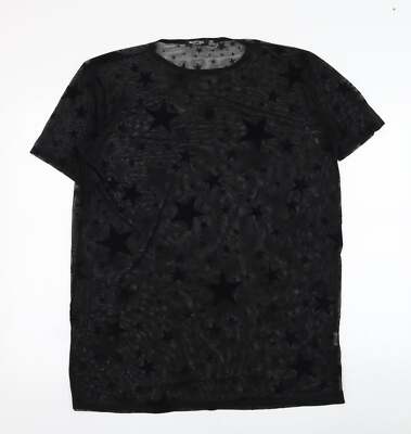 Nasty Gal Damen schwarzes Polyestermischung T-Shirt Größe 6   Stern