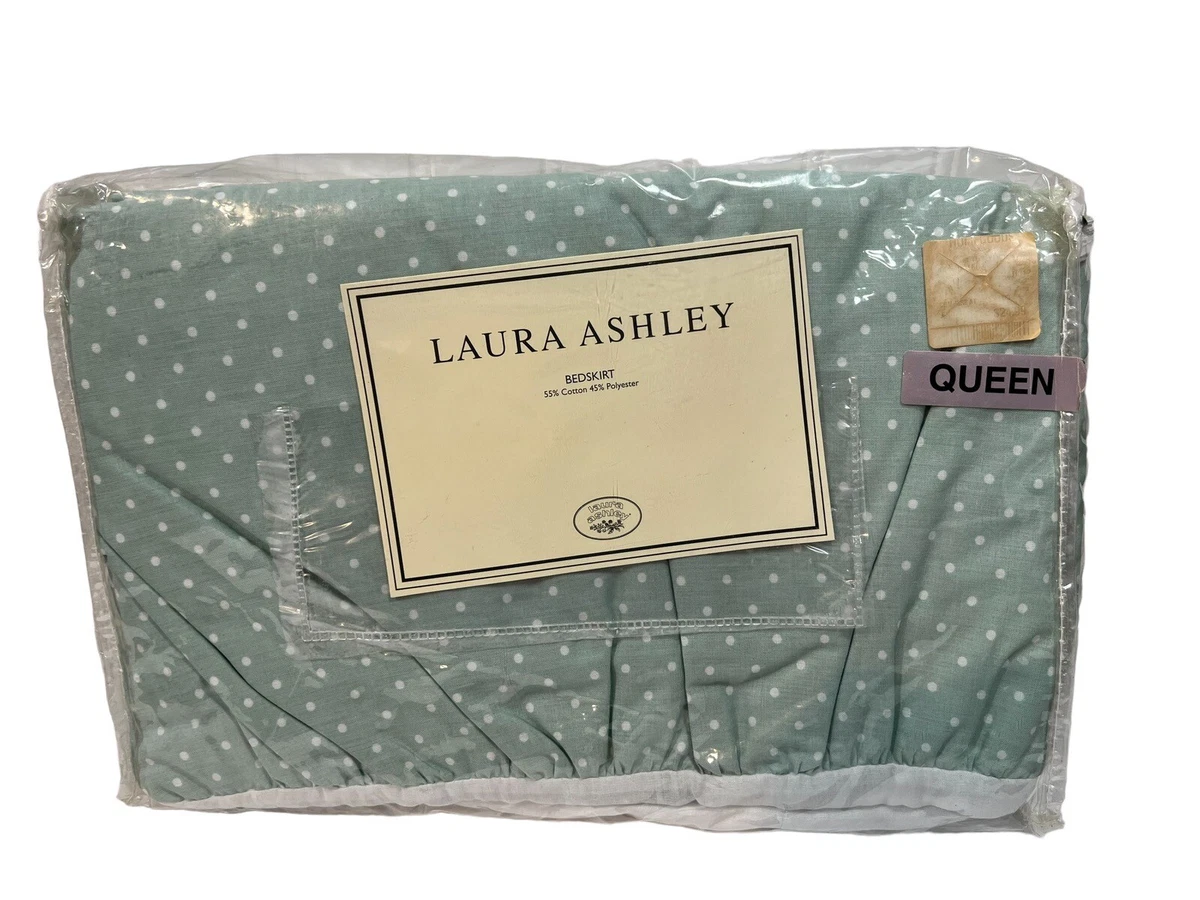 Jupe De Lit Laura Ashley Rosemoor – Full – Bleu Et Blanc – Fleurs – Volants – Neuf