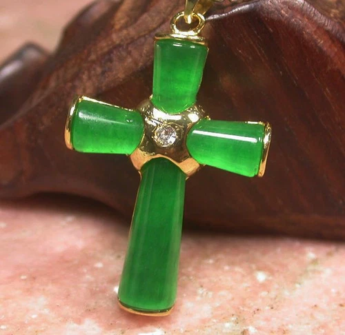 Natural Agate/Tiger's Eye/Topaz/Jade Gemstone Cross Pendant Necklace AAA Grade - Picture 18 of 29