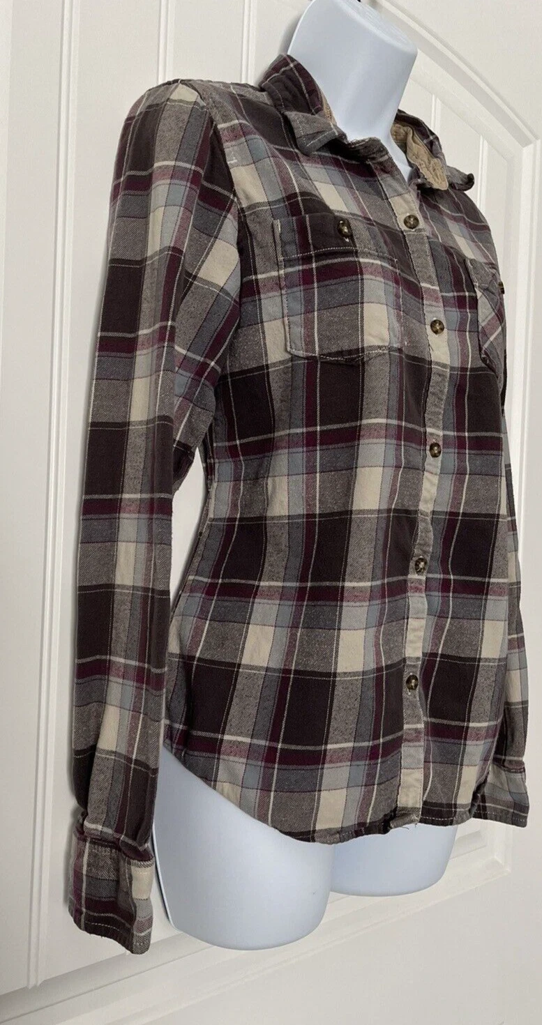 burton long sleeve button down purple shirt