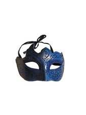 Masquerade Mardi Gras Mask Blue Black Glittery Venetian