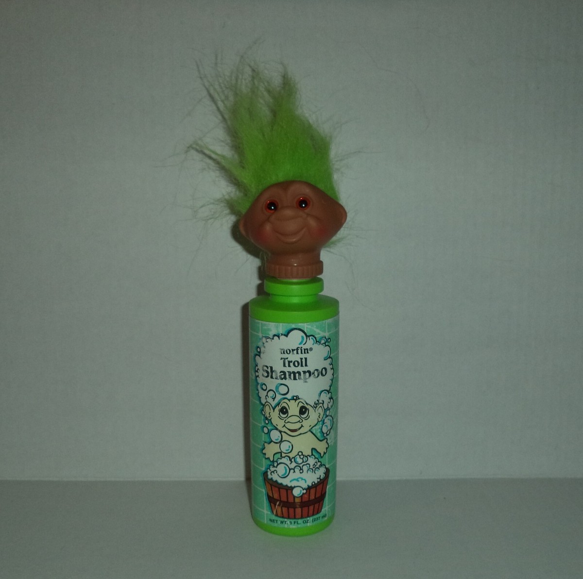 Vintage 1992 NORFIN TROLL SHAMPOO Empty Bottle with Topper Green