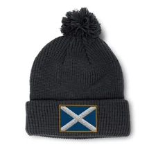 Pom Pom Beanies for Women Scotland Embroidery Winter Hats for Men Skull Cap