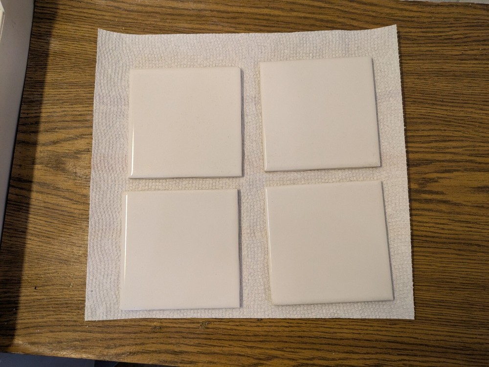 (4) 4 2/4 X 4 1/4 Off White Ceramic Tile