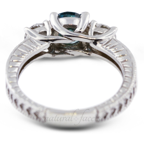 2.57ct Blue SI2 Round Natural Certified Diamonds 18k  Classic Three Stone Ring