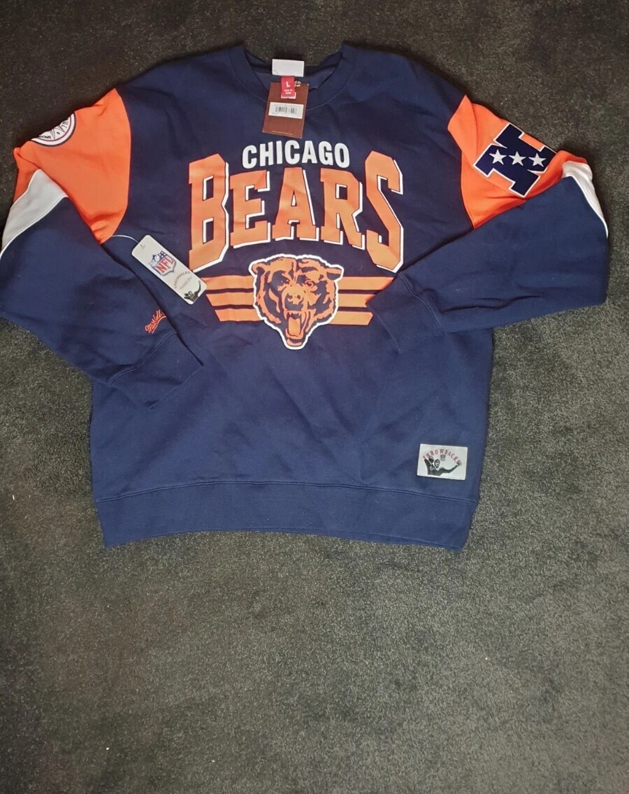 Mitchell & Ness Rare Chicago Bears ThrowBacks Embroided Jumper/hoody Size Mens L