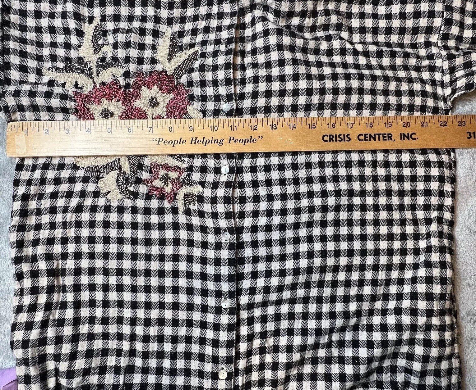 Zara Basic Flannel Shirt Tunic Medium Floral Bead… - image 9