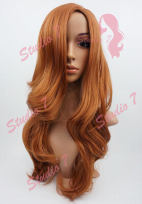 W87 Auburn Dark Ginger lange gewellte Damenperücke Kunsthaut Top von Studio7 UK