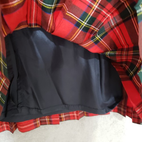 Oneil of Dublin Skirt US16? Wool Midi Red Tartan Plaid Pleated Elastic Waist - Picture 13 of 15