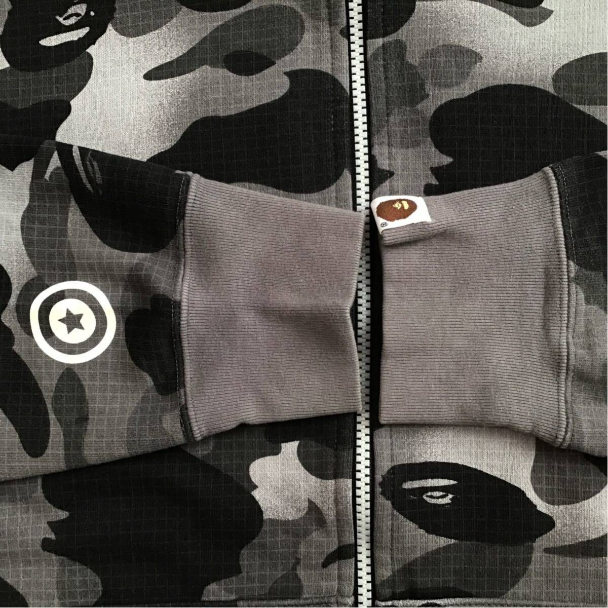BAPE Glow in the dark Grid camo shark full zip hoodie Gray A