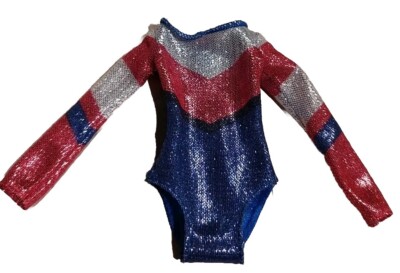 Vintage Barbie Aerobics Jumpsuit Attire Purple Pink Silver Sequined One Piece 