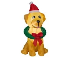 4' Foot Dog with Wreath Christmas Holiday Inflatable LED Winter Wonder Lane
