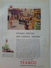 1930 Texaco gasoline motor oil gas women drivers are careful vintage ad