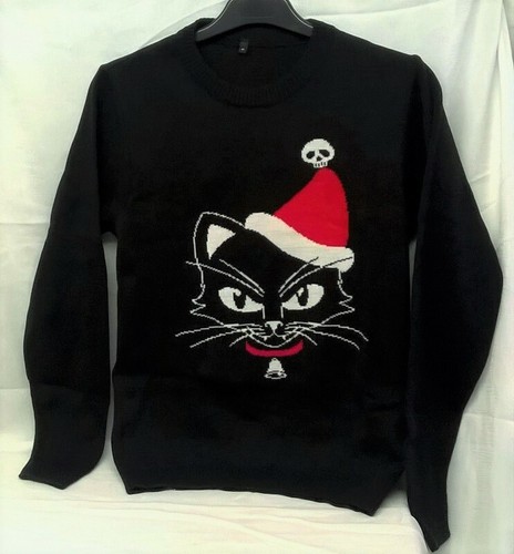 ALCHEMY MACABRE GOTHIC DESIGN BLACK CAT CHRISTMAS JUMPER - MEDIUM 41 CHEST  | eBay