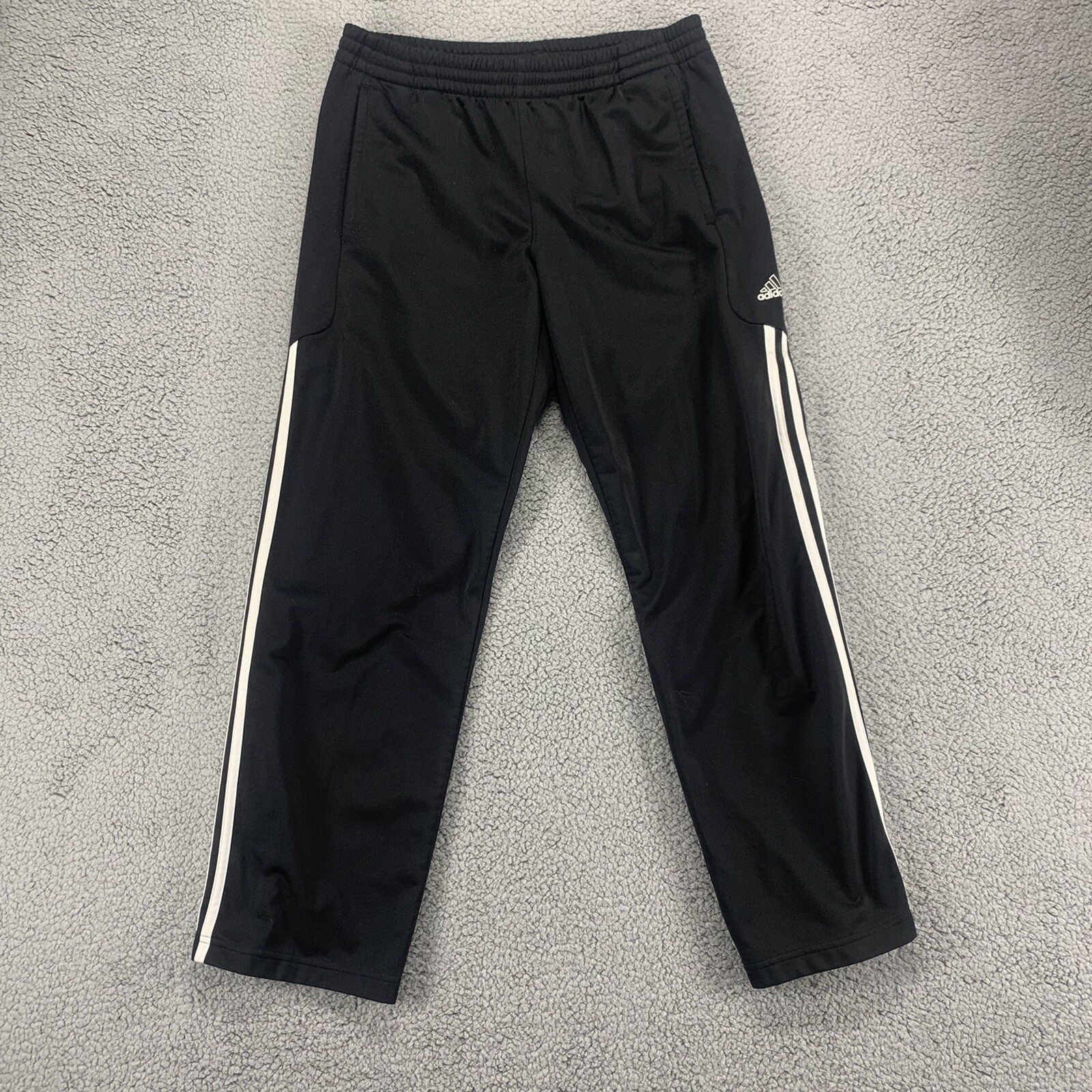 Adidas Mens Black White 3-Stripes Athletic Jogger Pants Size Small Activewear-image