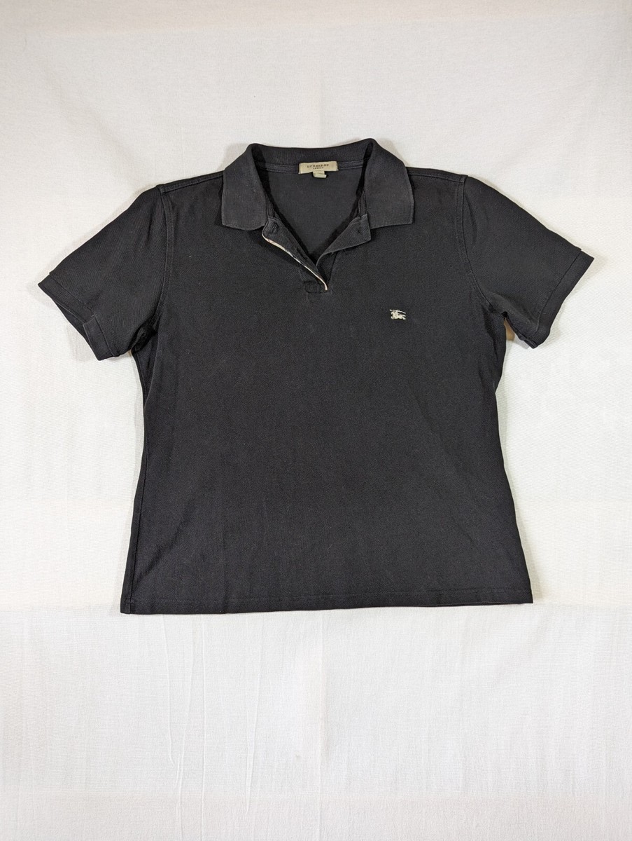 【DEARMINE】Brit Collar Short Sleeve Knit Burberry Polo Shirt Mens XL Black Short Sleeve Knit Nova