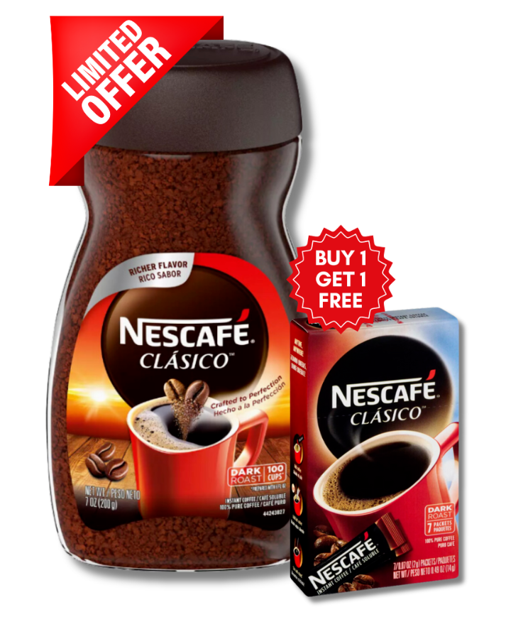 NESCAFE CLASICO Dark Roast Instant Coffee 7oz - BUY 1 GET 1