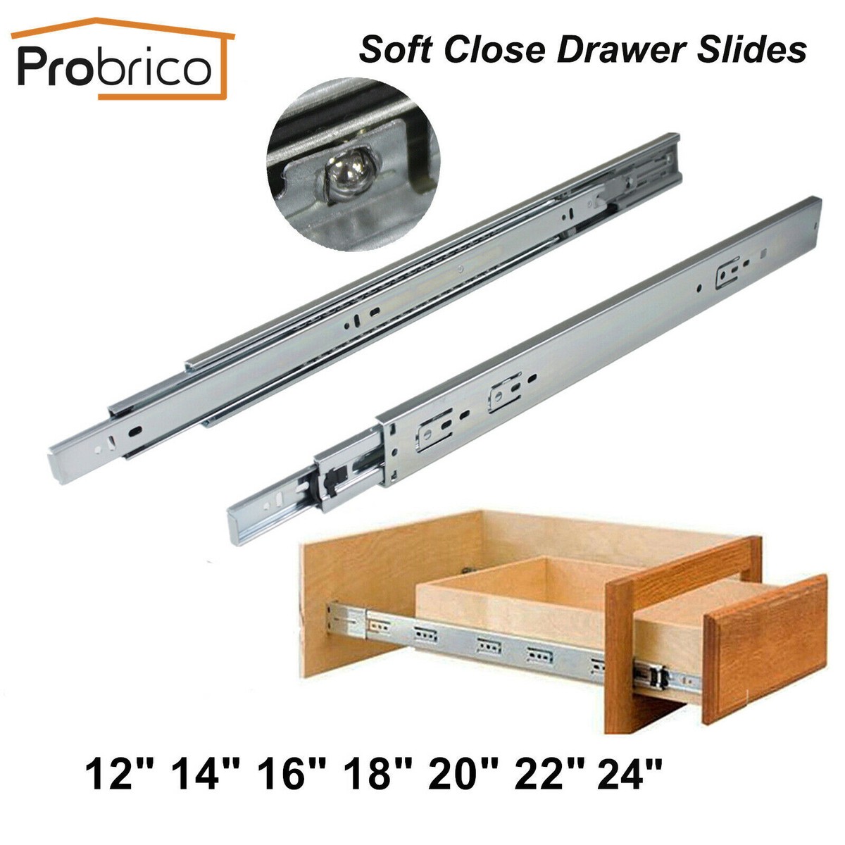 18 in. Soft Closed Full Extension Ball Bearing Side Mount Drawer Slide 18 in. Soft Closed Full Extension Ball Bearing Side Mount Drawer Slide