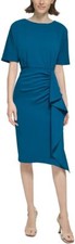 Calvin Klein Womens Ruffled Sheath Dress Cypress 2