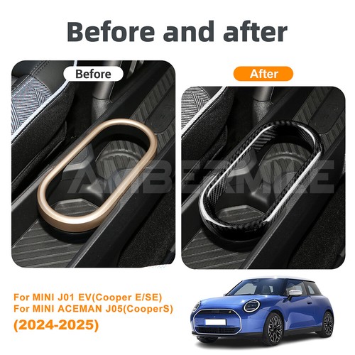 Portavasos de agua de cambio de marchas de fibra de carbono dura real para Mini J01 EV Cooper 24-UP - Imagen 4 de 9