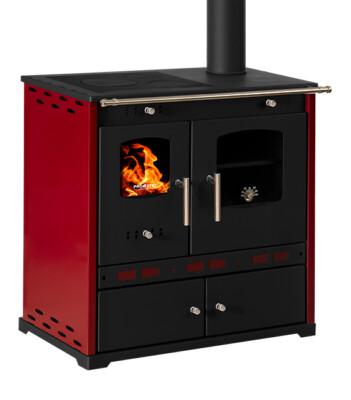 Holzofen  P. Eco LUX Bordo - 7.38 kW Gusseisenplatte Kochherd Kaminofen