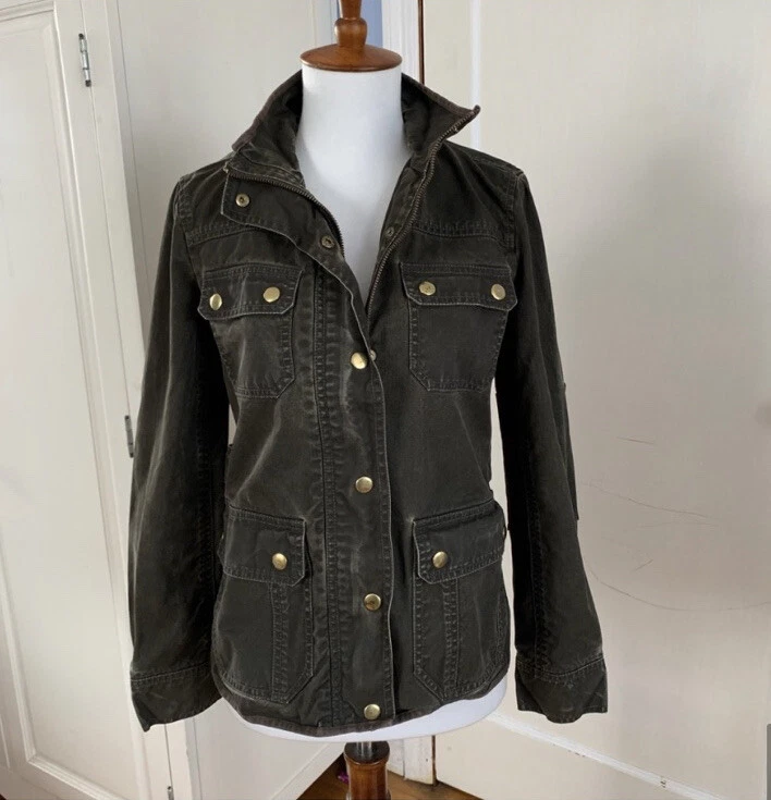 J Crew Factory Field Jacket Army Green Relaxed Boyfriend Utility Cargo Womens XS