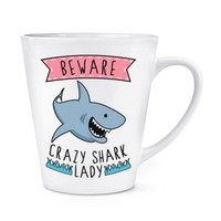Beware VerrüCkte Shark Damen 341Ml Latte Becher Tasse - Lustig Tiere