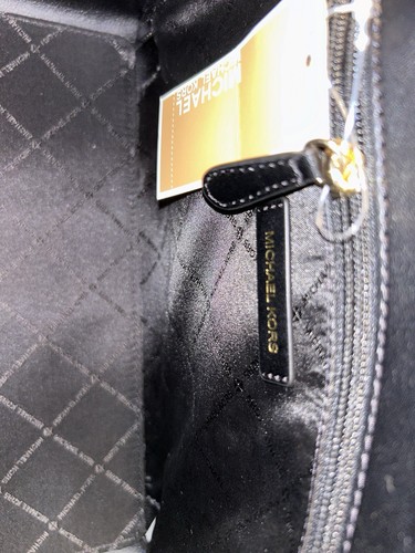 NWT MICHAEL KORS REED LARGE BELTED SATCHEL SIGNATURE SNAKE EMBOSSED BAG BLACK - Picture 13 of 17