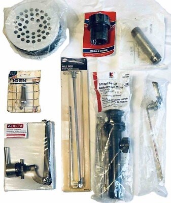 #ad #ad Plumbing Supply PARTS Lot 2 TANK LEVER HANDLES 2 Sink Pull Rods FLOOR DRAIN More $36.00
