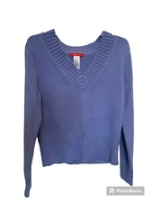 AK Anne Klein Women’s Medium Purple V Neck Pullover Wool Angora Acrylic Wool