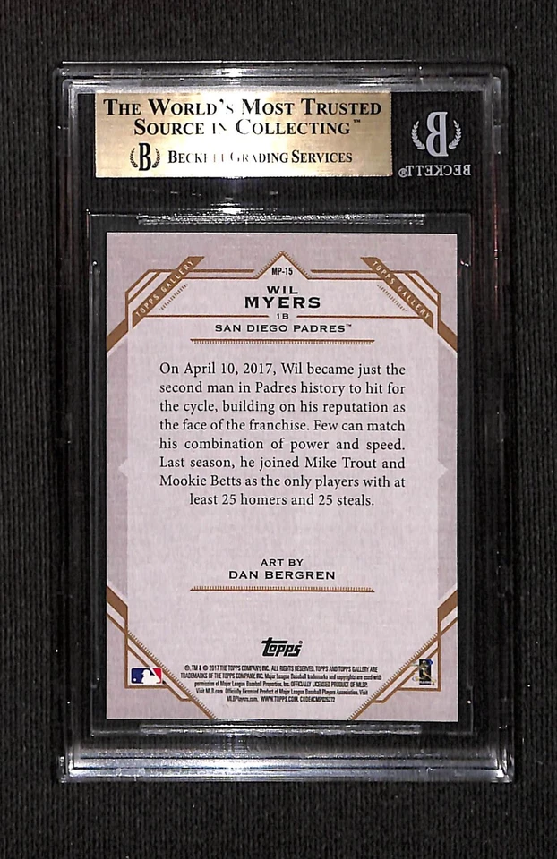 2017 TOPPS GALLERY MASTERPIECES INSERT SP #15 WIL MYERS BGS 10 PRISTINE POP 1 - Image 2 of 2